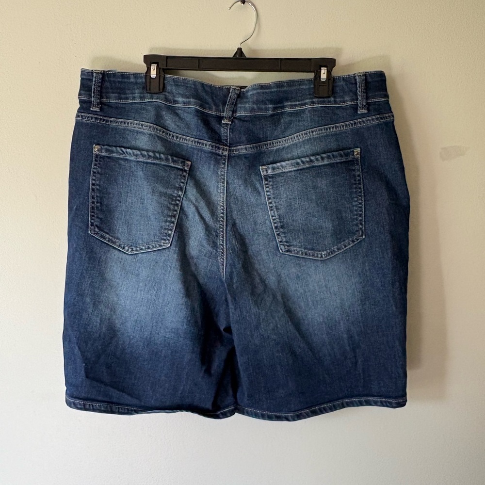 Everflex High Rise Blue Denim Shorts, Size 20W Women’s Plus - Picture 4 of 4